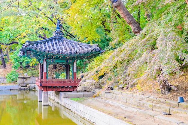 Architecture in Changdeokgung Palace in Seoul City at Korea