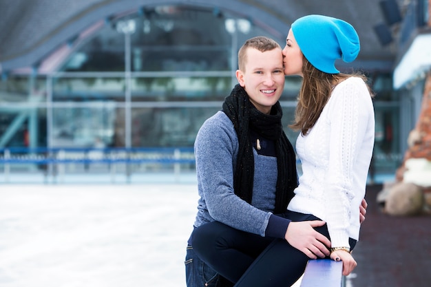 Couple on the ice rink