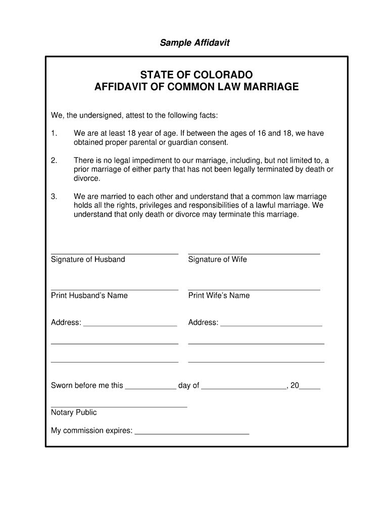 Colorado Common Law Form Fill Online Printable Fillable Blank 