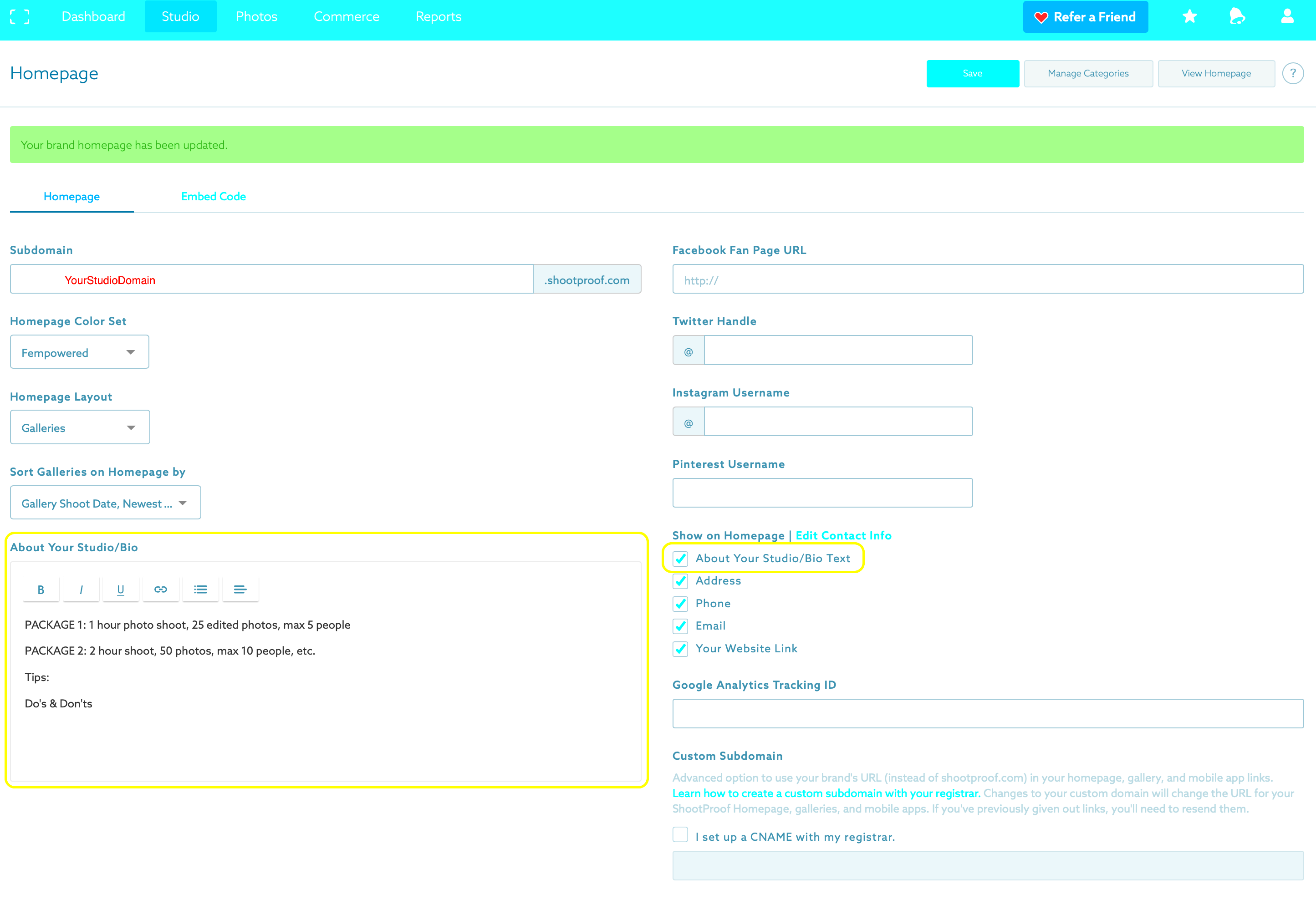 How to make a simple page with package prices ShootProof Community