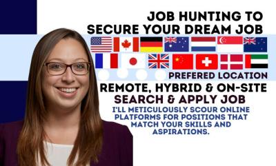 I will conduct job hunting and apply to jobs search, online remote jobs on your behalf