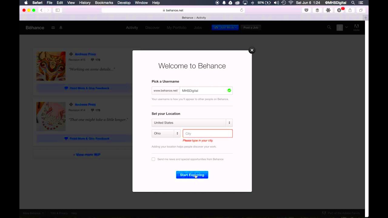 Setting up a Behance Account YouTube