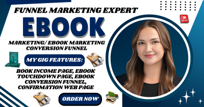 I will do ebook marketing sales funnel, ebook landing page, ebook promotion