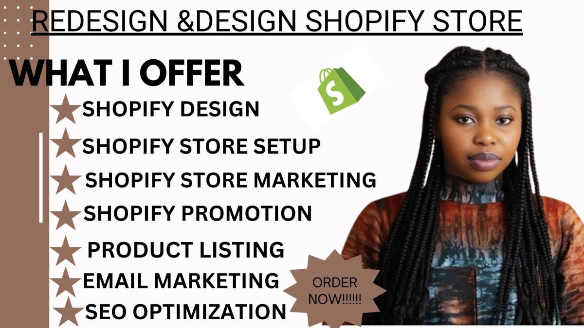 I will design and redesign shopify store, shopify dropshipping website do shopify seo