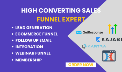 I will build expert sales funnel landing page in clickfunnels, systeme io, gohighlevel