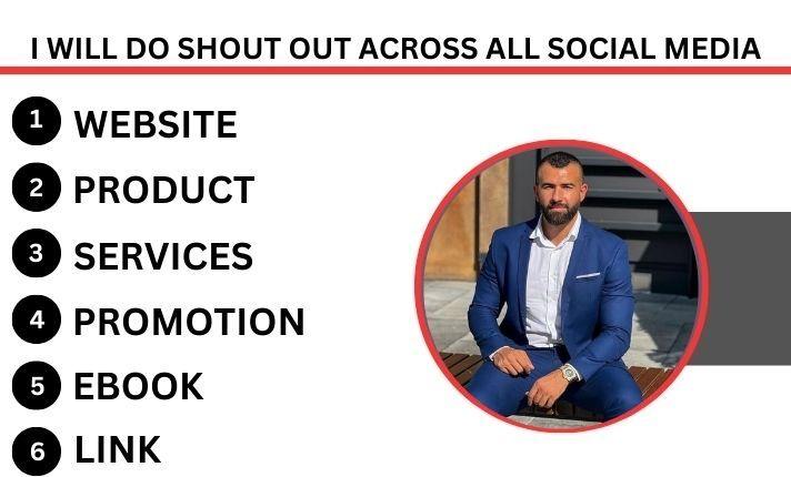 I will do a shout out of your product or business on social media