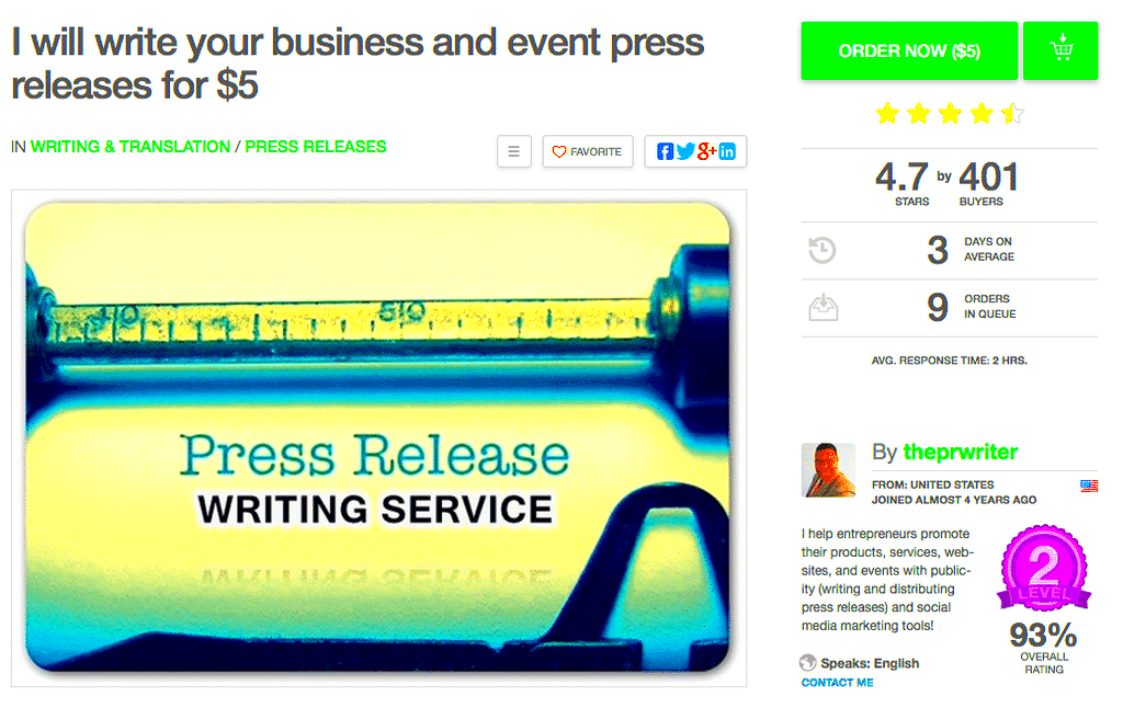 Buy a Cheap Press Release for 5 Fiverr Tips with Doug Pitassi