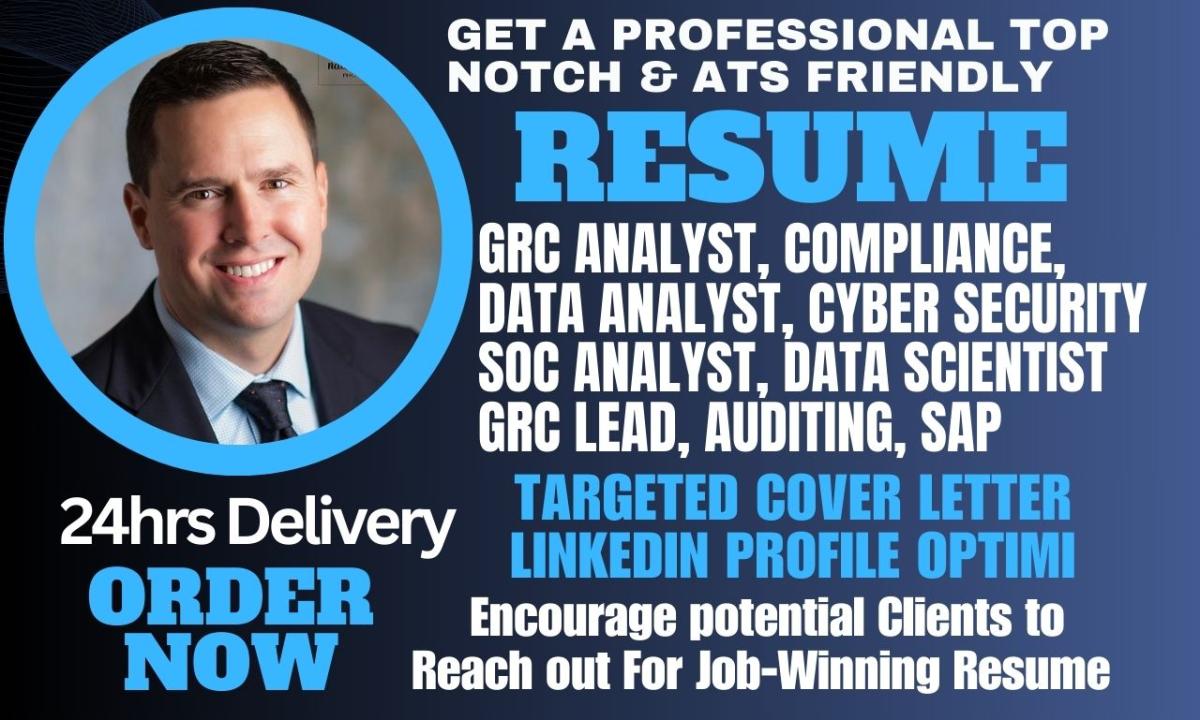 I will craft 24hrs GRC analyst resume, cybersecurity, data analyst as a tech recruiter