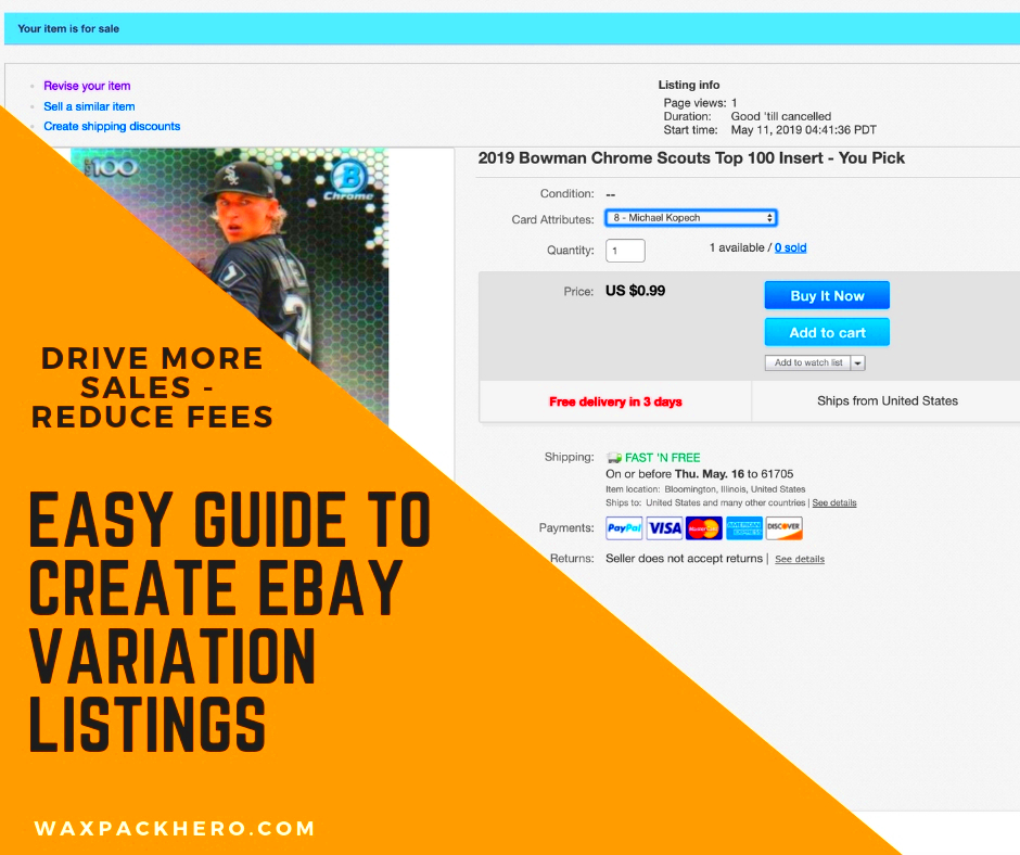Simple Guide to Creating an eBay Variation Listing WaxPackHero