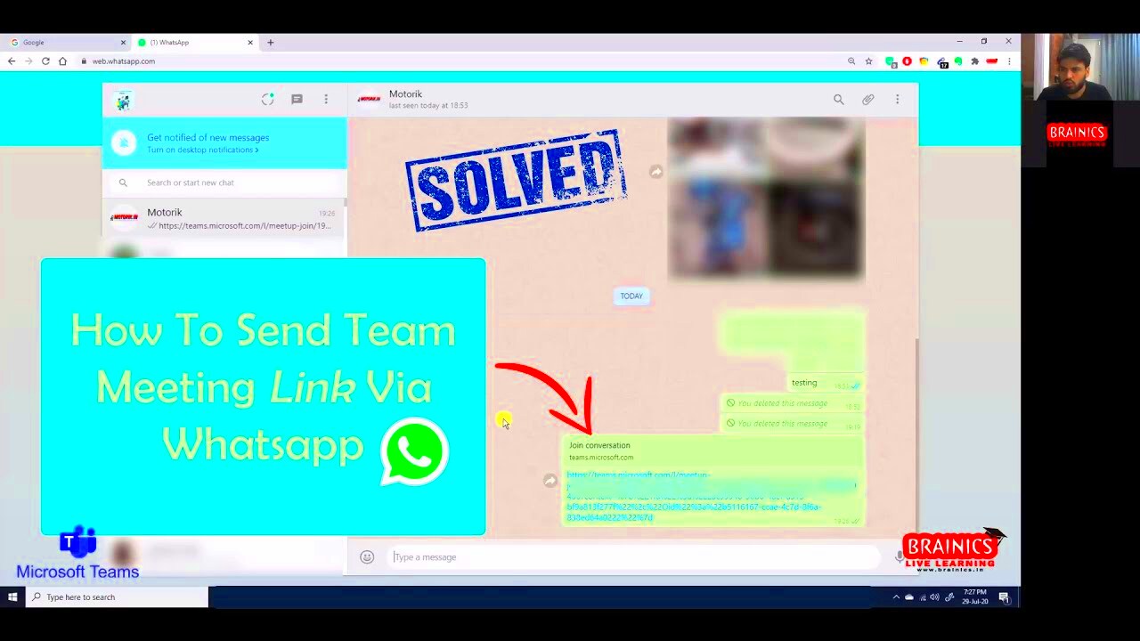 How To Send Team Meeting Link To Your Guest On Whatsapp DIRECT LINK 