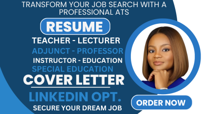 I will revamp teacher, lecturer, adjunct, professor, instructor, educational resume