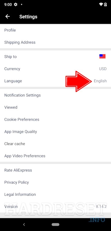 How to change language on APPS AliExpress HardResetinfo