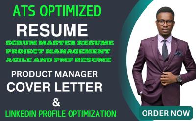 I will craft a agile scrum master resume, cover letter, project management