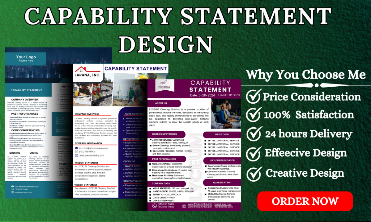 design capability statement on canva, government capability statement