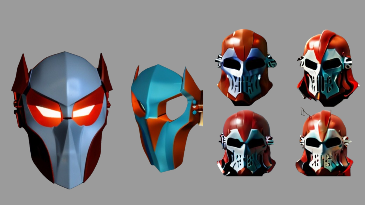 Sculpt 3D Helmet Model, 3D Armor Helmet, 3D Cosplay Mask, Oni Mask for 3D Print