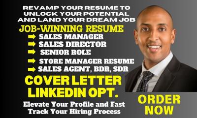 I will deliver 24hrs ats resume writing, sales manager resume cover letter and linkedin