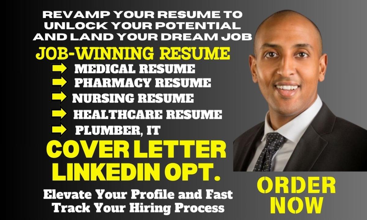 I will deliver 24hrs medical resume, healthcare, dentist pharmacy, charge nurse, nanny