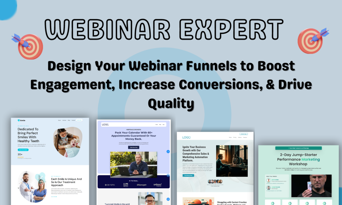 I will design a webinar funnel, webinarjam, everebinar integration, clickfunnels page