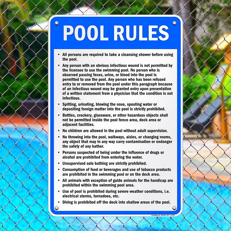 Ohio Pool Rules And Regulations Sign SKU S7619