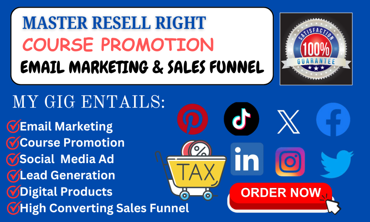 I will boost sales on master resell right courses with digital blog email marketing