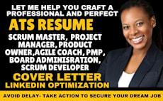 I will scrum master resume, project manager, agile, pmp, product management resume