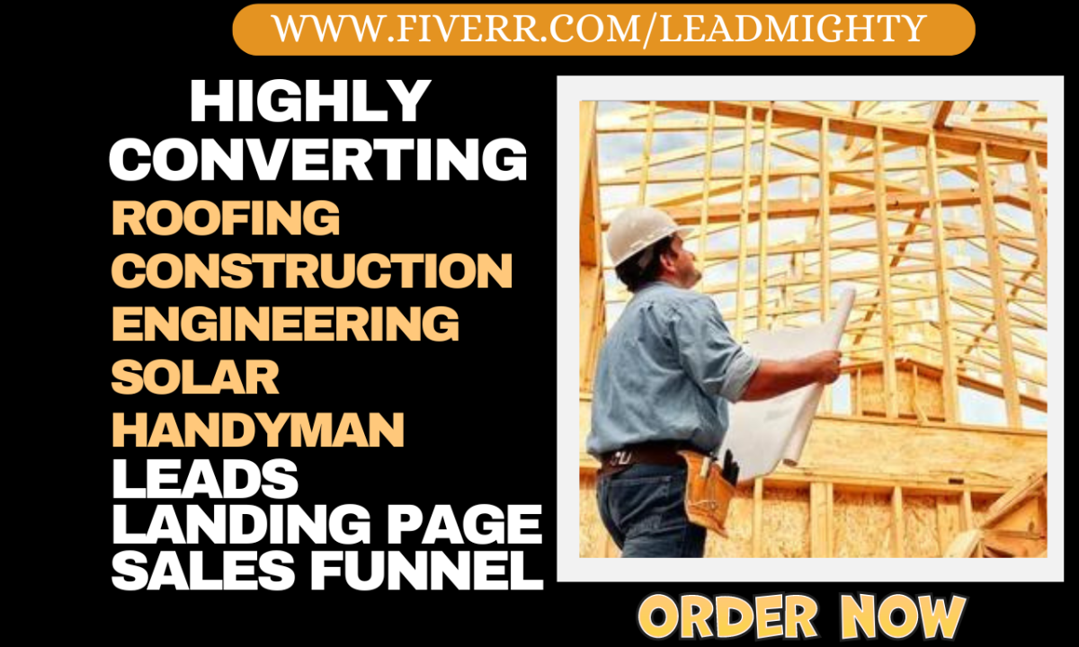 Roofing Construction Solar HVAC Mortgage Home Owner Handyman Leads Landing Page