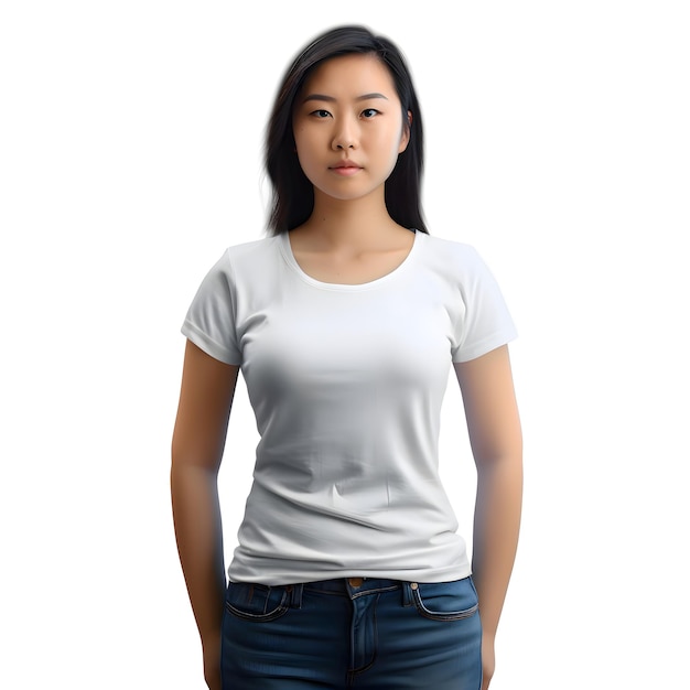 Young Asian Woman in Blank White T-Shirt Free Stock Photo