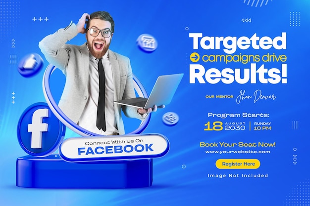 3D Render Facebook Template for Digital Marketing Promotion