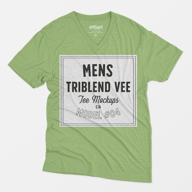 Mens Triblend Vee Tee Mockup 04 – Free Download