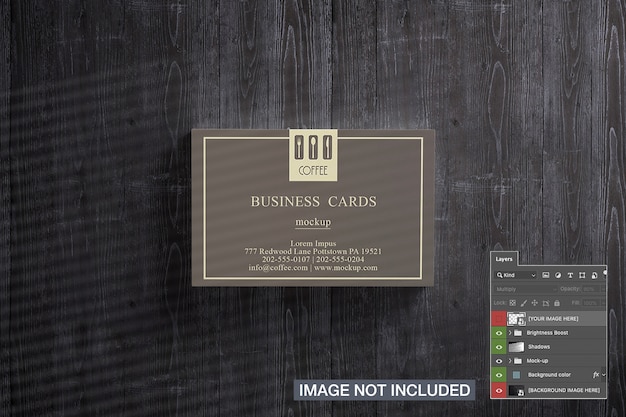 Top view of business card stack mockup