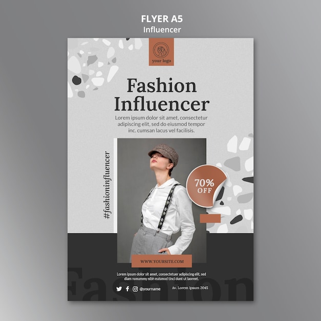 Vertical Flyer Template for Social Media Female Influencer