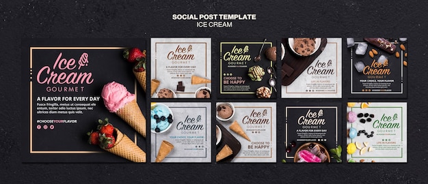 Ice cream concept social media post template