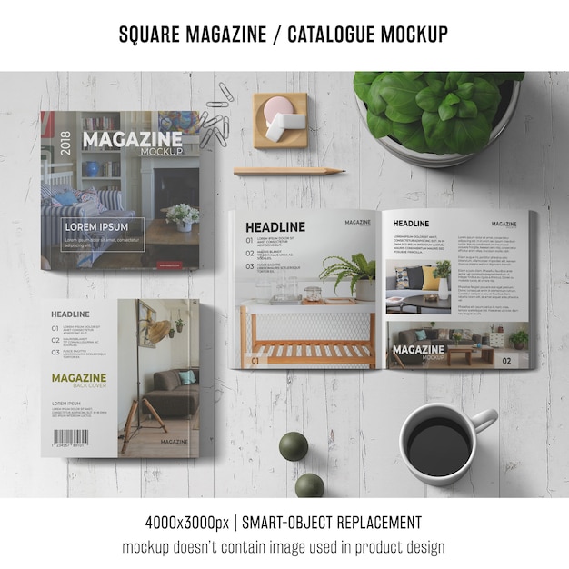 Square Magazine or Catalogue Mockup Concept