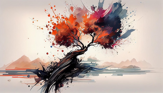 Abstract Nature Watercolor Autumn Leaves Backdrop Generated by AI