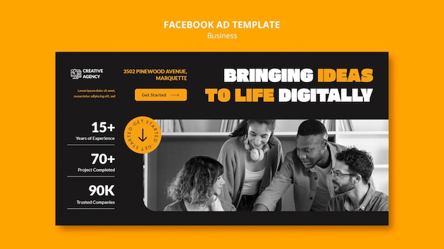 Flat Design Business Plan Facebook Template Free Download