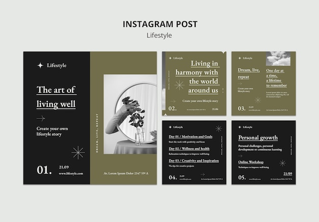 Flat Design Lifestyle Instagram Posts – Free Download