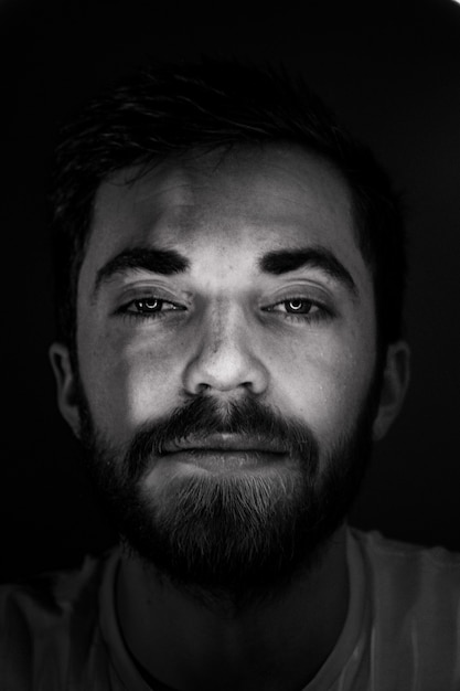 Black and White Photo of Bearded Man – Free Download