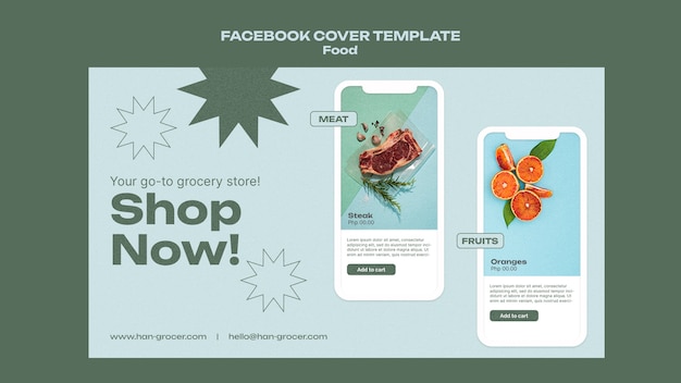 Delicious Food Facebook Cover in Flat Design