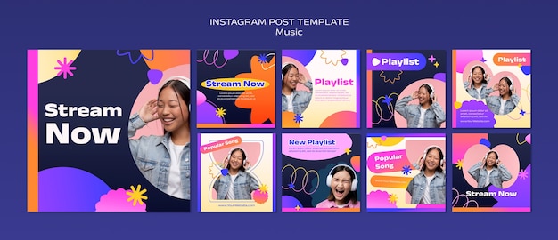 Gradient Music Show Instagram Posts Template