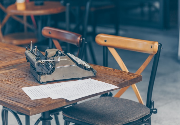 Papers and Typewriter on Cafe Terrace Table – Free Stock Photo Download