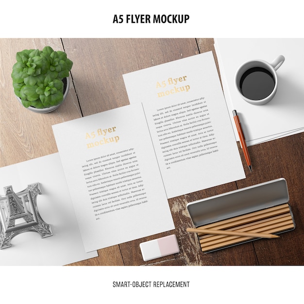 Desktop Flyer Mockup for Free Download