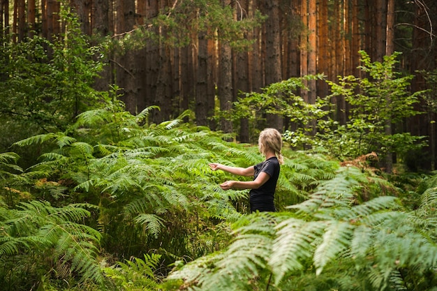 Forest Baths: Adult Woman Restoring Health and Psyche in Nature