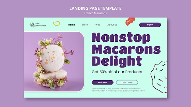 French Macarons Landing Page in Flat Design