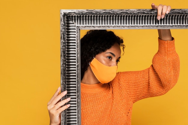 Woman Posing with Frame