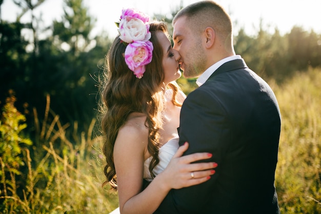 Beautiful Couple Posing on Their Wedding Day – Free Stock Photo Download