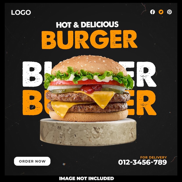 Brand New Burger Set Social Media Template