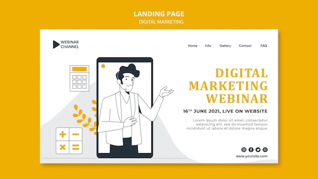 Illustrated Digital Marketing Web Template – Free Download