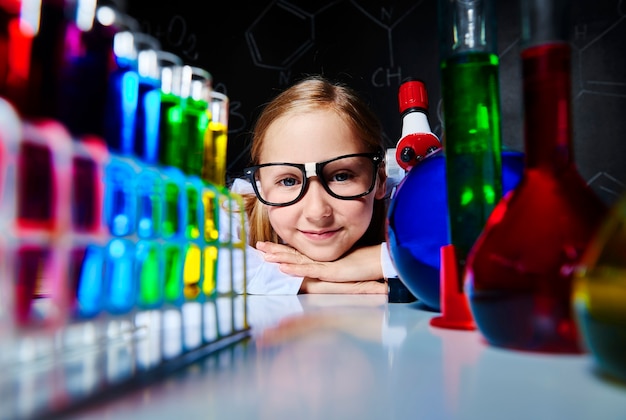 Portrait of cute young scientist