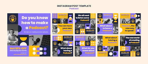 Podcasts Instagram Posts PSD Templates for Free Download