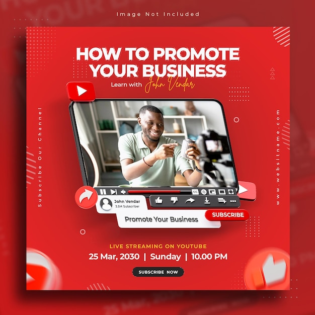 Business Promotion on YouTube Social Media Post Design Template